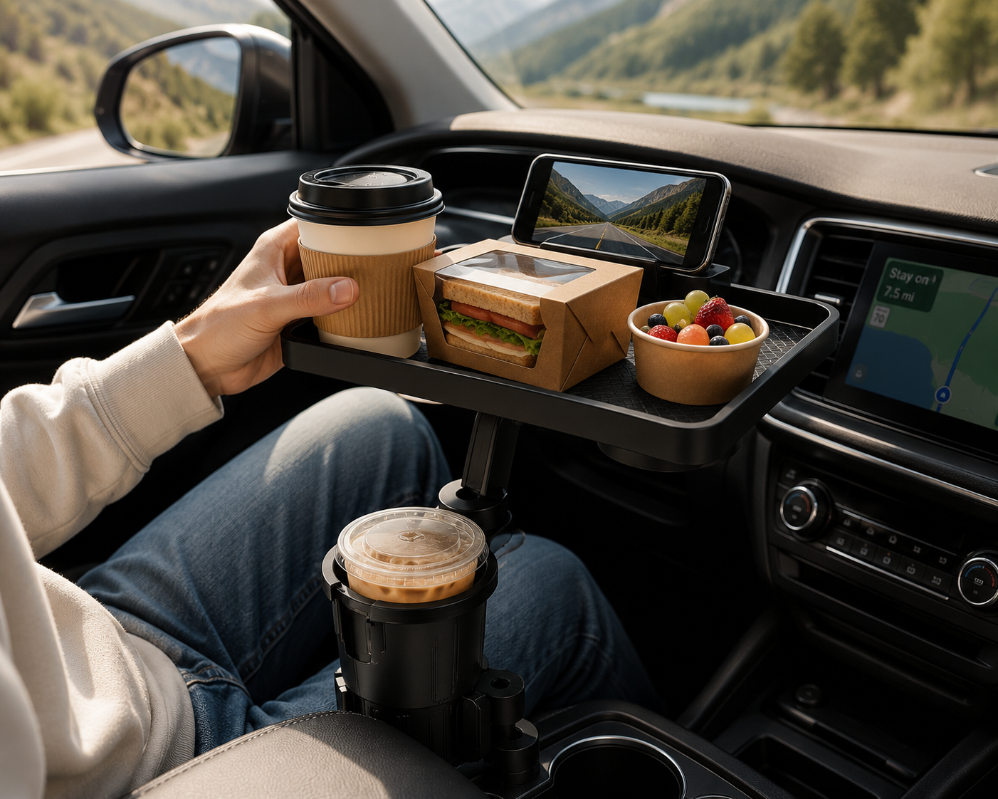 360° Adjustable Car Cup Holder Tray