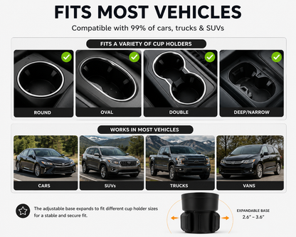 360° Adjustable Car Cup Holder Tray
